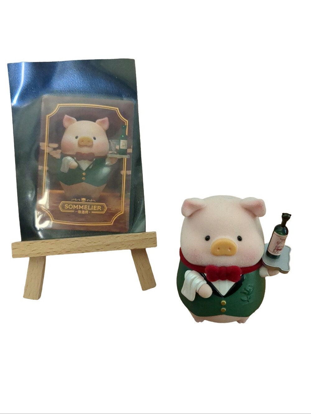 LuLu the Piggy Pigchelin Restaurant Sommelier Art Toy - AS IS/Missing Glass